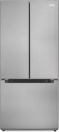 Photo 1 of KoolMore KM-RERFDSS-18C 30-Inch and 18.5 cu. ft. Counter Depth French Refrigerator with Three Doors and Deep Freezer in Stainless-Steel, Silver
