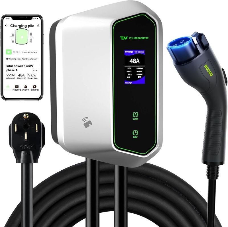 Photo 1 of Level 2 EV Charger 48 Amp ev Chargers for Home Level 2 NEMA 14-50 Plug,Use Swipe Card or APP to Start, Electric car Charger,25Ft Cable 240v Level 2 Charger SAE j1772 Charger