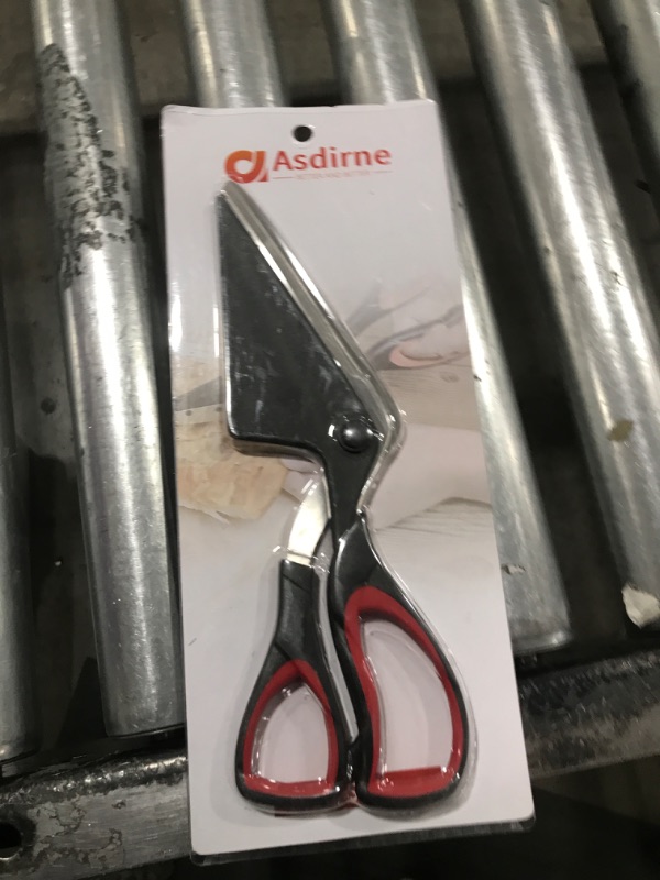 Photo 2 of Asdirne Pizza Scissors, Pizza Cutter, Ultra Sharp Detachable Blade with a Tray, Ergonomic Soft TPR Grip, 10.3Inch, Black&Red