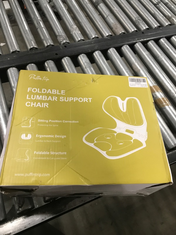 Photo 1 of Foldable Lumbar Back Support Chair Ergonomic Curve for Posture Corrector Back Pain Relief Perfect for Floor Seat Officework Homework Children Teenagers Youth (Grey Blue)