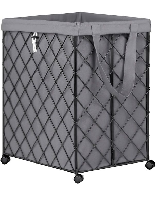 Photo 1 of Laundry Hamper on Wheels-93L Basket Large Laundry Collapsible With Removable Liner,Rolling Metal Wire Basket-Sturdy Laundry Bag for Dirty Clothes Organization Closet Bathroom Living Room