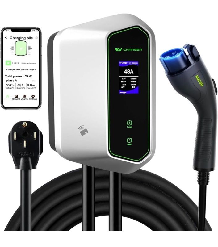 Photo 1 of Level 2 EV Charger 48 Amp ev Chargers for Home Level 2 NEMA 14-50 Plug,Use Swipe Card or APP to Start, Electric car Charger,25Ft Cable 240v Level 2 Charger SAE j1772 Charger