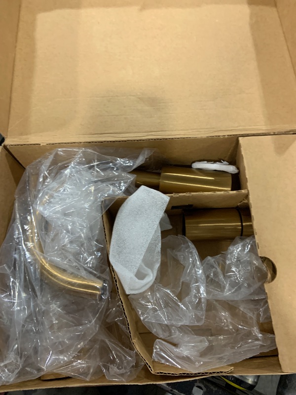 Photo 2 of Moen Brushed Gold Cia Widespread 2-Handle High-Arc Bathroom Faucet , 3-Hole Bathroom Sink Faucet, Valve Required, T6222BG