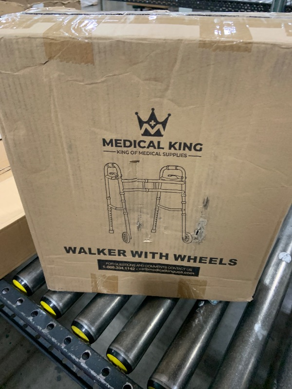 Photo 2 of Medical king Walkers for Seniors Aluminum Lightweight Walker with Wheels, Adjustable Width and Height, Folding Walker for Elderly, Handicapped, Disabled 2 Wheels in Front