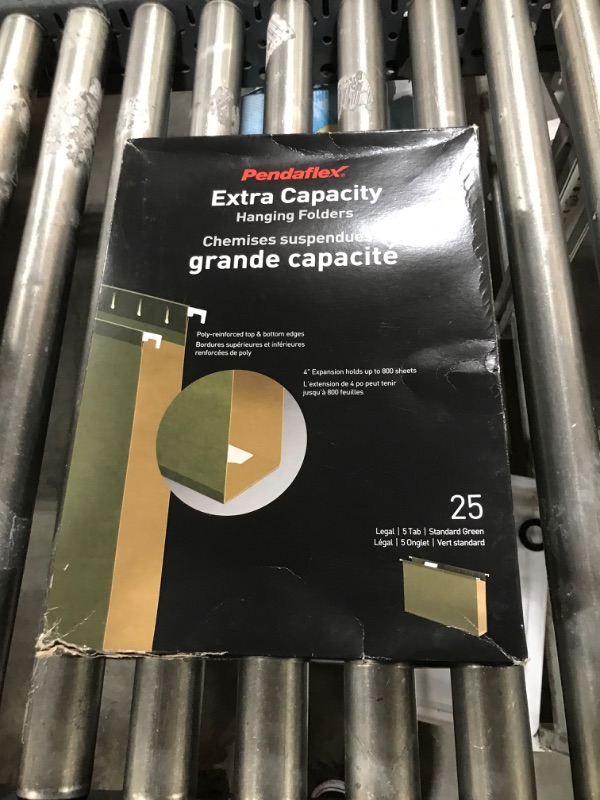 Photo 2 of Pendaflex Extra Capacity Reinforced Hanging File Folders, 4", Legal Size, Standard Green, 1/5 Cut, 25 per Box (04153x4)