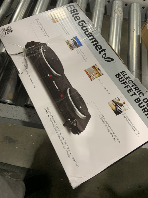 Photo 1 of Elite Gourmet EDB-302BF Countertop Double Cast Iron Burner, 1500 Watts Electric Hot Plate, Temperature Controls, Power Indicator Lights, Easy to Clean, Black
