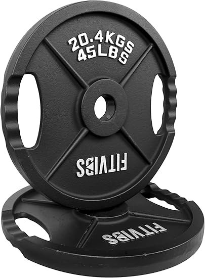 Photo 1 of Signature Fitness Olympic 2-Inch Cast Iron Plate Weight Plate for Strength Training and Weightlifting, 45 LB