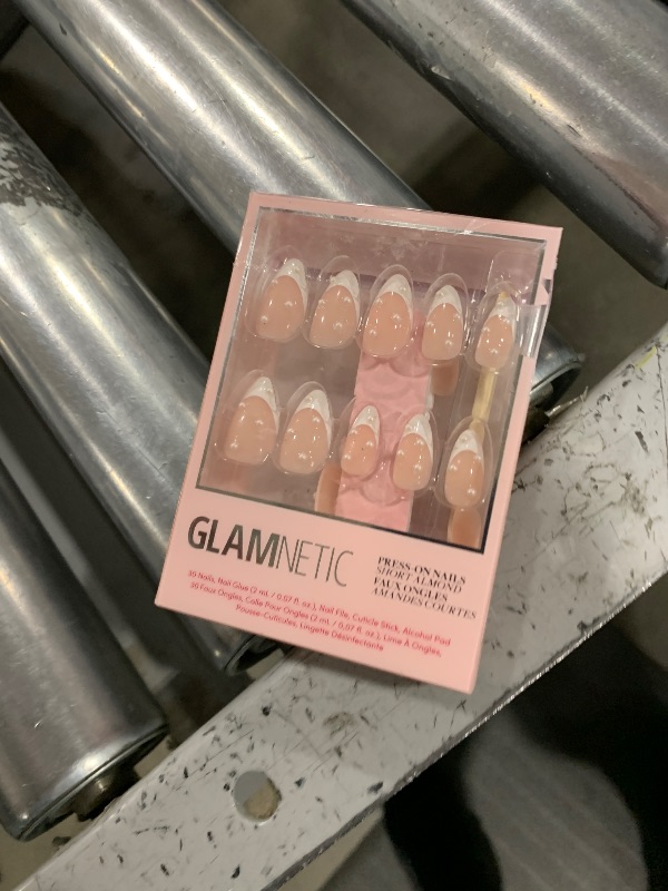 Photo 1 of Glamnetic Press On Nails - French Pearl | Short Almond French Tip Nails with Pearl Accents, Reusable Stick On Fake Nails with Glue | Love In Bloom Spring Nails | 15 Sizes - 30 Nail Kit with Glue