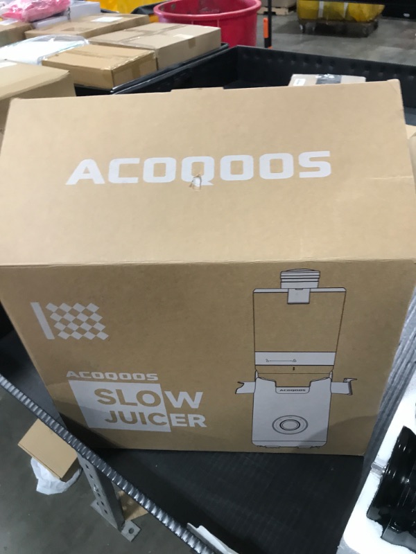 Photo 1 of ACOQOOS Juicer Machines, Cold Press Juicer Whole Fruit and Vegetable with 5.3" Wider and Larger Feeding Chute (Capacity 1.8L), Easy to Clean Juicers with 2 Cups, Masticating Juicer Black