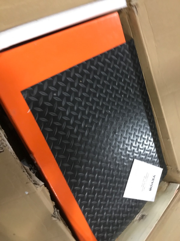 Photo 1 of VEVOR Hydraulic Lift Table Cart, 500lbs Capacity 28.5" Lifting Height, Manual Single Scissor Lift Table with 4 Wheels and Non-Slip Pad, Hydraulic Scissor Cart for Material Handling, Orange