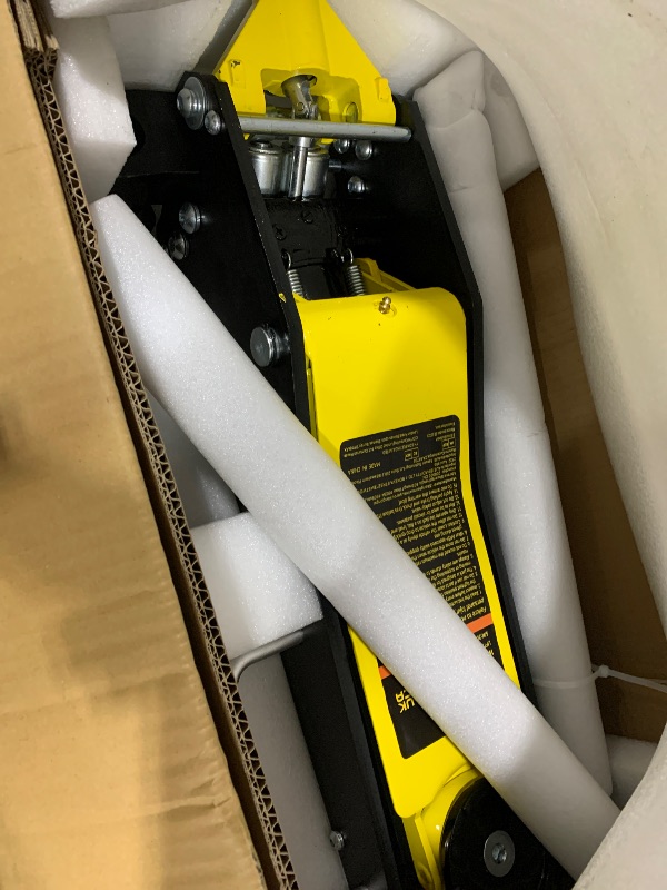 Photo 1 of VEVOR 3 Ton Low Profile , Aluminum and Steel Racing Floor Jack with Dual Pistons Quick Lift Pump for Sport Utility Vehicle, Lifting Range 3-6/11"-19-11/16", yellow,black