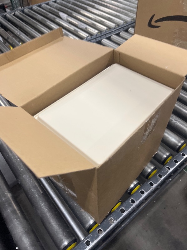 Photo 1 of Menkxi 4 Pcs Storage Bins with Lids Plastic Containers Stackable Storage Box Baskets for Organizing Shelves(Beige,Small)