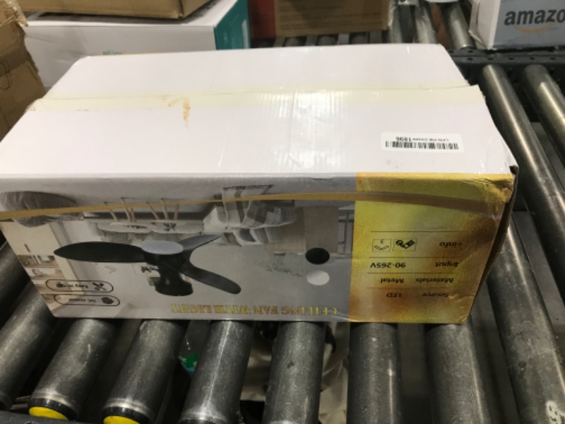 Photo 1 of Surtime Low Profile Flush Mount Ceiling Fans with Lights and Remote&APP,34in Modern Ceiling Fans for Outdoor Patio,Small Room,Bedroom(Brown+Black)