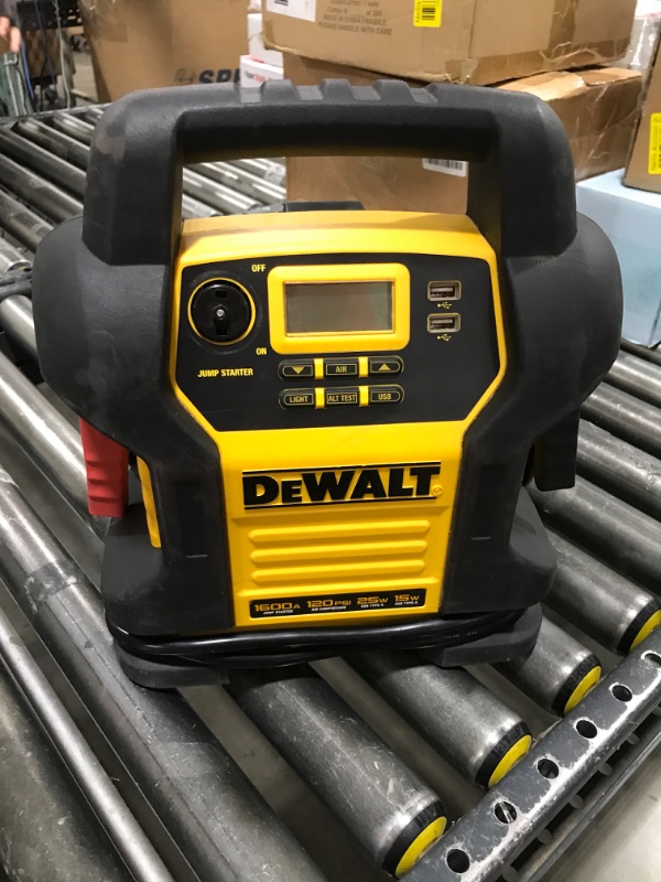 Photo 1 of DEWALT DXAEJ14-Type2 Digital Portable Power Station Jump Starter - 1600 Peak Amps with 120 PSI Compressor, AC Charging Cube, 15W USB-A and 25W USB-C Power for Electronic Devices