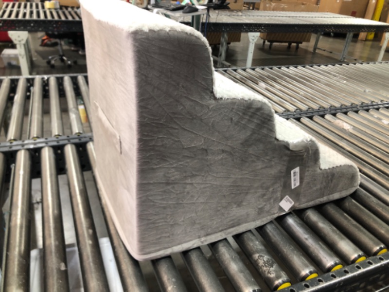 Photo 1 of MIHIKK Dog Stairs Ramp, Curved 4-Step Dog Steps for Small Dogs and Cats, Pet Stairs for High Beds and Couch with Anti-Slip Washable Cover and Durable High Density Foam, Grey