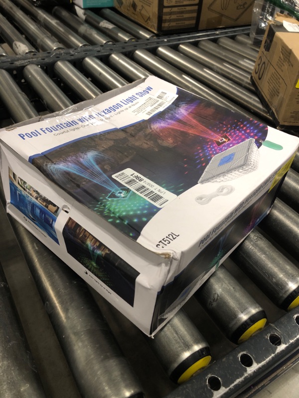 Photo 1 of Solar Fountain with Light Show,Large Solar Pool Fountain with Anchor,Square Floating Pool Fountains for Inground Above Ground Pool,Solar Powered Water Fountains Pump for Pool,Light Blue-1PC