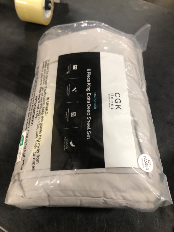 Photo 1 of Extra Deep King Sheet Set - 6 Piece Breathable & Cooling Sheets - Hotel Luxury Bedding Set with 18-24 Inch Extra Deep Pockets - Easy Fit - Super Soft, Wrinkle Free and Comfy - Light Grey, King Size