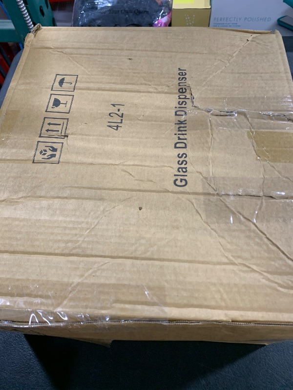 Photo 1 of 1 Gallon Glass Drink Dispensers For Parties 2PACK.Beverage Dispenser,Glass Drink Dispenser With Stand And Stainless Steel Spigot 100% Leakproof.Lemonade Dispenser With Ice Cylinder.Laundry Detergent