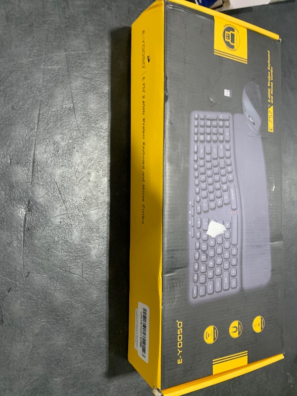 Photo 1 of E-YOOSO Ergonomic Wireless Keyboard and Mouse Combo, Split Design with Detachable Wrist Rest, 2.4G Full Size Ergo Computer Keyboard Set for Programmers/Office, Compatible with Windows/Mac/PC/Laptop