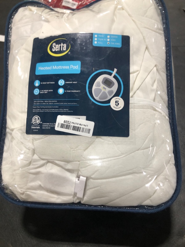 Photo 1 of Serta Waterproof Heated Mattress Pad - Electric Bed Warmer With 10 Heat Settings Controller, Auto Shut Off Timer, Deep All Around Elastic Pocket, ETL Certified, Machine Washable,White California King