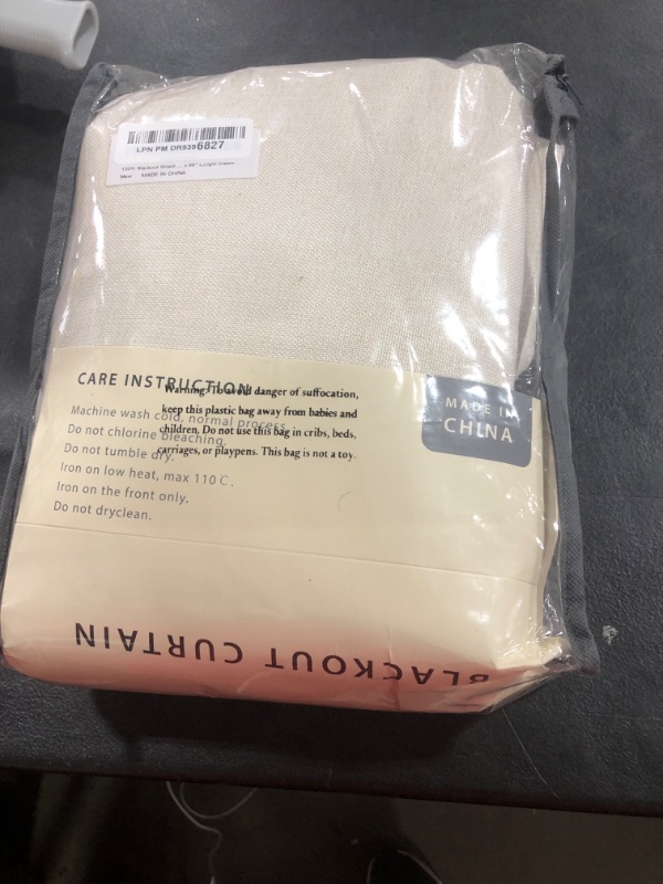 Photo 1 of 100% Blackout Shield Linen Blackout Curtains for Bedroom 96 Inches Long, Back Tab/Rod Pocket Living Room Drapes, Thermal Insulated Blackout Curtains 2 Panels Set, 50" W x 96" L, Light Cream