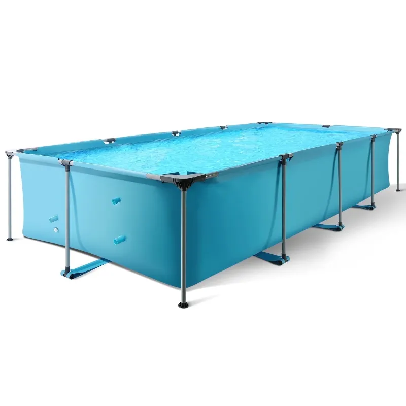 Photo 1 of 15FT Rectangular Frame Swimming Pool Metal Outdoor Backyard Above Ground Pool Family Adults Splash

