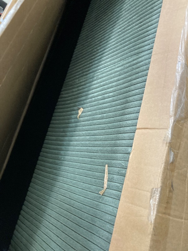 Photo 1 of **BOX 1 OF 2 ONLY/INCOMPLETE SET/MISSING PARTS**Kidirect 106" Green U Shaped Couch with Chaises, Corduroy Sectional Couches for Living Room No Tool Assembly, 4 Seats Loveseat Sofa Comfy Sectional Sofas for Living Room Apartment Home 900lb Load V IT IS MIS