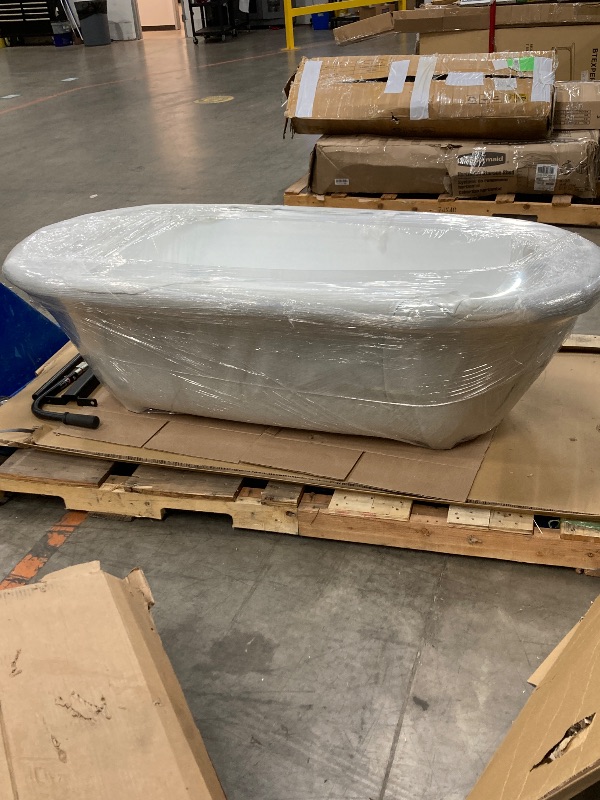 Photo 1 of ***(MISSING PARTS- SELLING AS IS)*** Kingston Brass Aqua Eden VCTND663013NB8 Cast Iron Double Ended Clawfoot Bathtub with Brushed Nickel Feet without Faucet-Drillings, 66-Inch, White