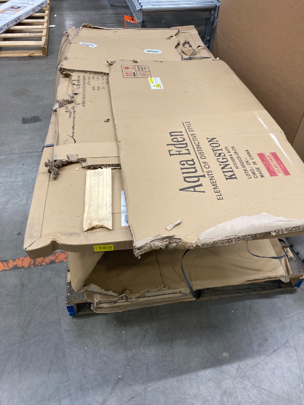 Photo 1 of ***(MISSING PARTS- SELLING AS IS)*** Kingston Brass Aqua Eden VCTND663013NB8 Cast Iron Double Ended Clawfoot Bathtub with Brushed Nickel Feet without Faucet-Drillings, 66-Inch, White