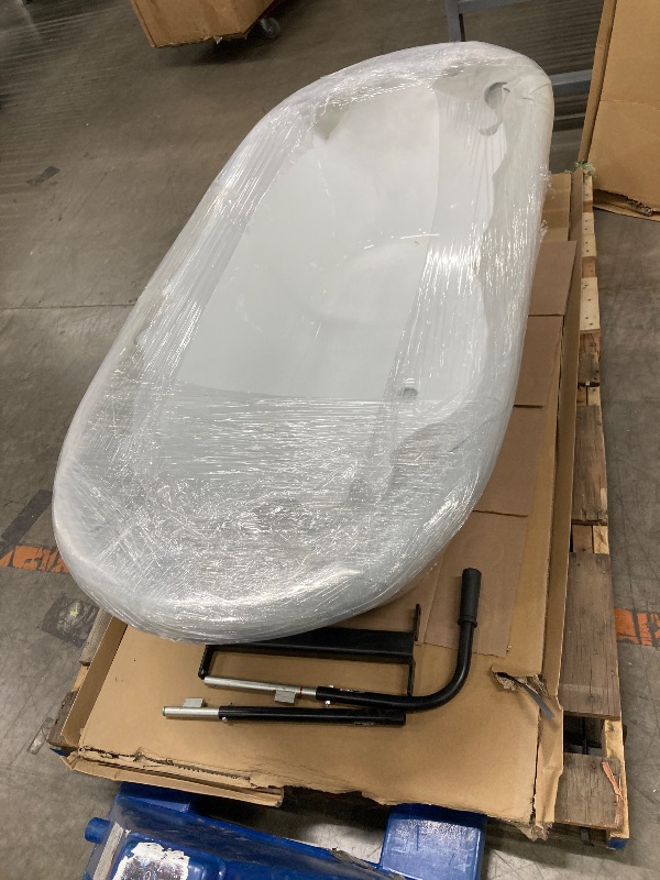 Photo 1 of ***(MISSING PARTS- SELLING AS IS)*** Kingston Brass Aqua Eden VCTND663013NB8 Cast Iron Double Ended Clawfoot Bathtub with Brushed Nickel Feet without Faucet-Drillings, 66-Inch, White