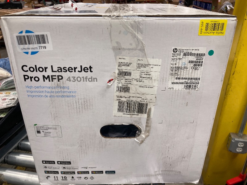 Photo 1 of ***does not power on***HP Color LaserJet Pro MFP 4301fdn Printer, Print, Scan, Copy, Fax, Fast, Easy setup, Mobile printing, Advanced security, Best-for-small teams. Ethernet & USB only. Not Wireless. 16.6 x 17.1 x 15.1 in.