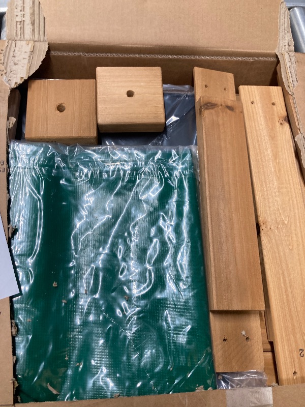 Photo 1 of ***BOX 2 OF 2 ONLY/INCOMPLETE SET**Backyard Discovery Buckley Hill Cedar Wood Swing Set with Wave Slide, Play Deck, Rock Wall Ladder, Belt Swings, Chalkboard, Canopy Roof, Outdoor Playset