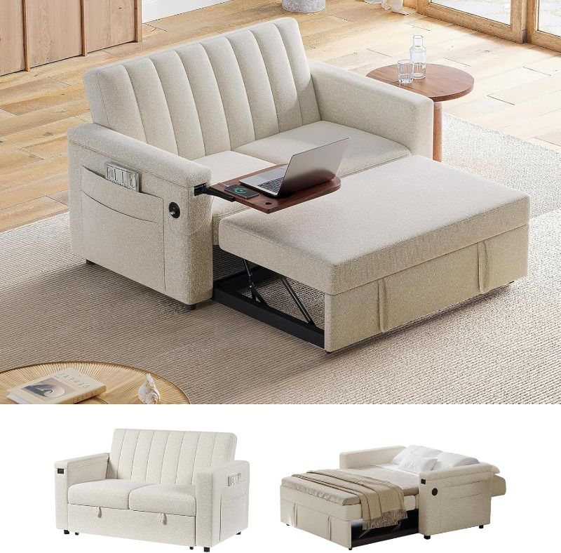 Photo 1 of ***PARTIAL SET BOX 2 OF 2 -MISSING BOX #1 -SELLING AS PARTS ONLY***

Amada 3 in 1 Sleeper Sofa Bed,Pull Out Couch with Side Table, Convertible Loveseat with Adjustable Backrest,Chaise Lounge with USB Ports & Side Pockets for Living Room, 69'' Pull Out Sof