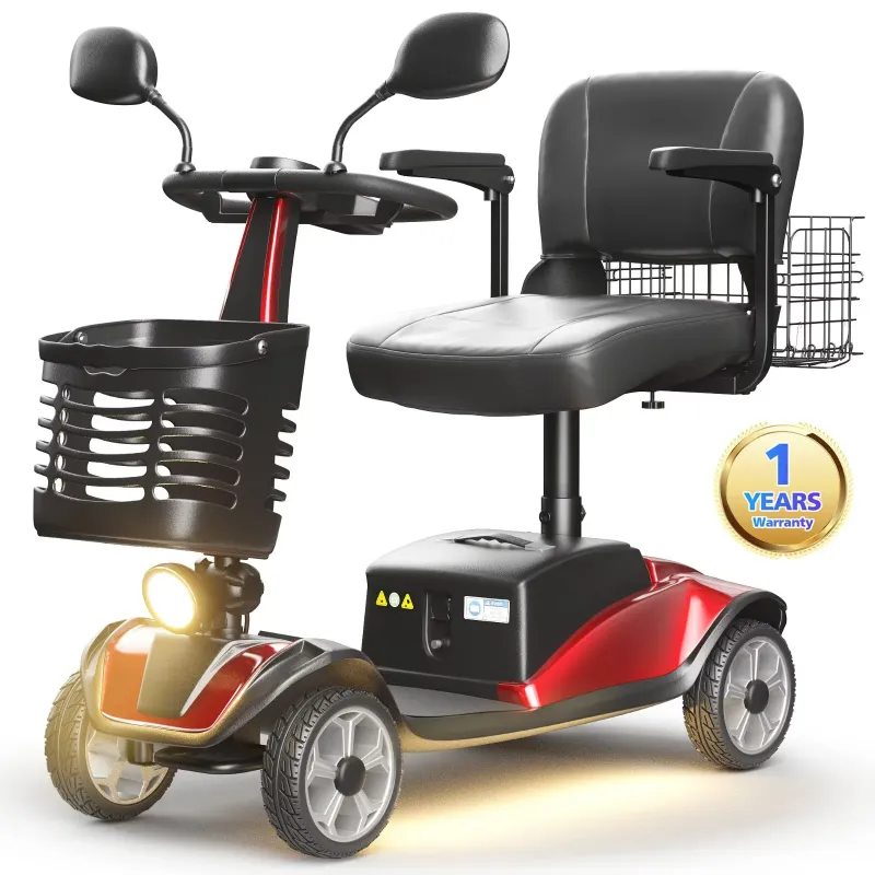 Photo 1 of **MISSING PARTS/NO SEAT , COVER OR POST/FOR PARTS ONLY**SACVON Upgrade 4 Wheel Mobility Scooter for Seniors, Foldable Powered Mobile Wheelchair for Adult 330lbs, Red