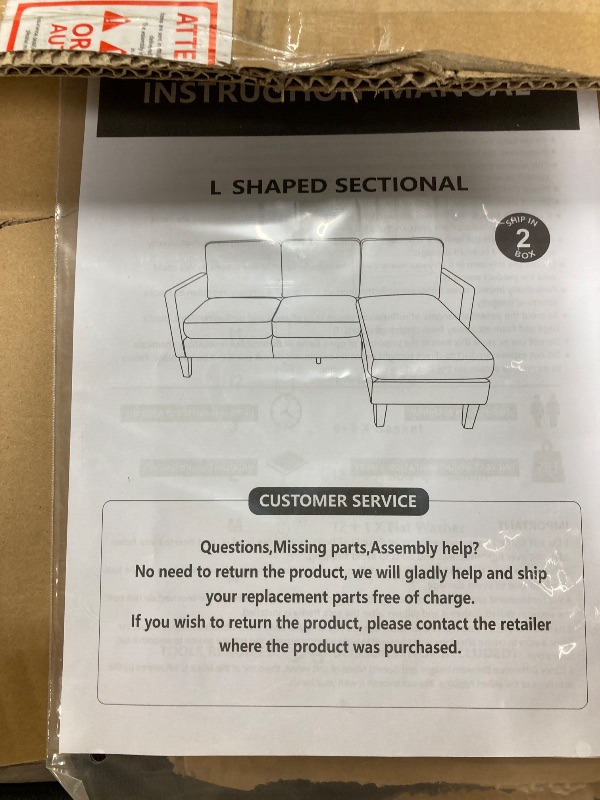 Photo 1 of  ***(MISSING PARTS, MSSING BOX 2 OF 2 INCOMPLETE SET-SELLING AS PARTS ONLY)***
Mixoy 78'' Convertible Sectional Sofa with Storage Ottoman, Small Linen Fabric Sofa with Movable Ottoman, Modern Free Combination L Shaped Couch (Dark Grey)
