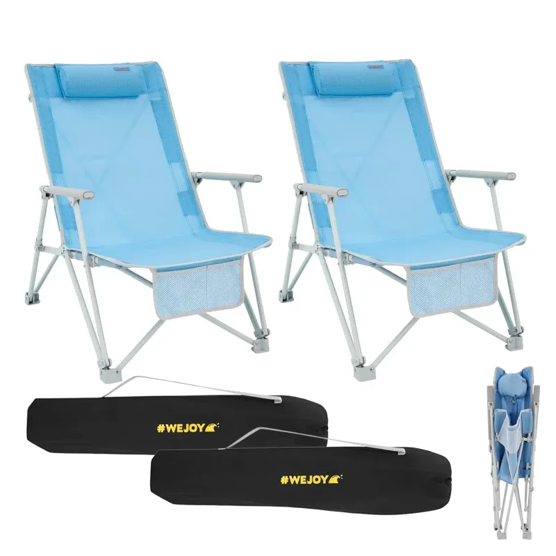 Photo 1 of #WEJOY 2 PCS Folding Camping Chairs, High Back Folding Beach Chair for Adults, Oversized Heavy Duty Outdoor Chair with Pocket for Outdoor, Max Load 265 lbs