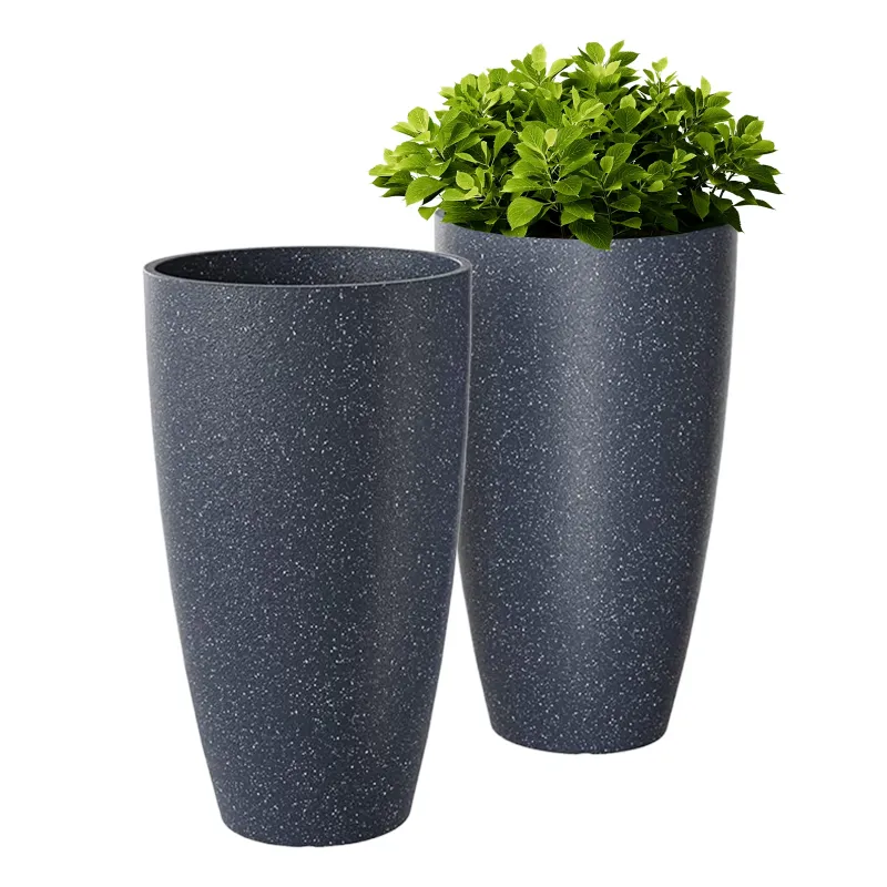 Photo 1 of 21 inch Tall Planters for Outdoor Plants Set of 2,Tall Plant Pots with Drainage Hole,Large Flower Pots for Indoor Front Porch Garden Home Patio,DarkGrey
