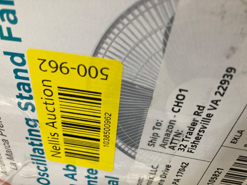 Photo 1 of ***PARTS ONLY***
Comfort Zone Stand Fan, 16 inch Pedestal Fan for Bedroom, 3 Speed Floor Fan, 90 Degree Oscillation, Adjustable Height, Adjustable Tilt, Oscillating Air Circulator, Quiet Fan for Home or Office, White