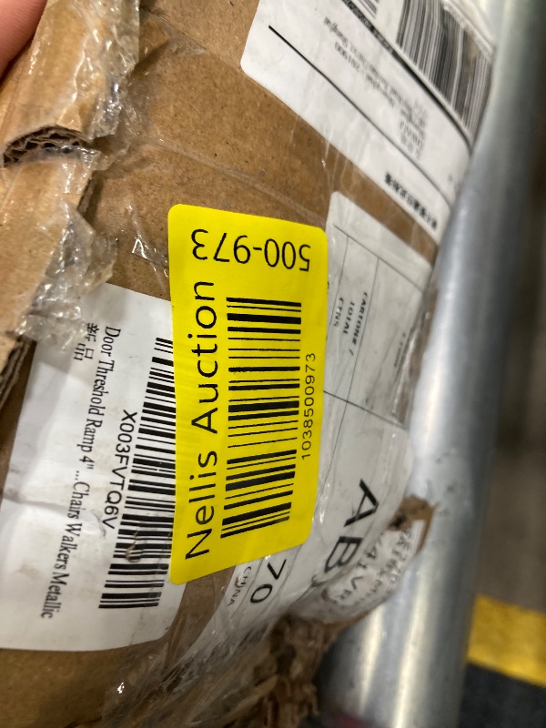 Photo 1 of Door Threshold Ramp 4" Rise Door Ramp Aluminum Entry Ramp or Doorways Rated 800 lbs Load Capacity forWheelchair Scooters Power Chairs Walkers Metallic