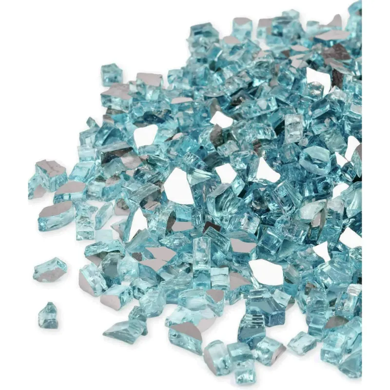 Photo 1 of 20 lbs Fire Glass for Propane Fire Pit, 1/2-Inch Reflective Fireplace Glass Rocks for Fire Pit Table, Caribbean Blue
