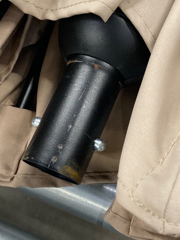 Photo 1 of 13ft Large Patio Umbrella Double-Sided Twin Outdoor Market Umbrella with Crank, Beige    ***(MISSING METAL EXTENSION POLE, NO POLE, SMALL TEAR AT TOP OF CANOPY...SEE ALL PHOTOS...NOT IN BOX, NO PACKAGING, SOME DIRT SPOT & BLUE IN AREAS)***