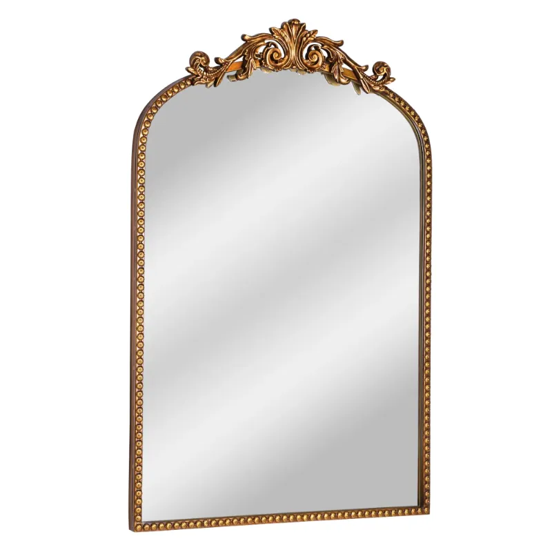 Photo 1 of 20" x 30" Filigree Arch Metal Wall Mirror Decor in Gold