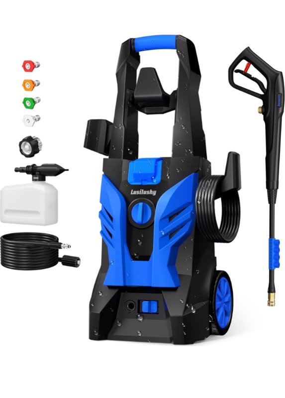 Photo 1 of **MISSING PARTS**Electric Pressure Washer, 2.5 GPM Power Washer with 4 Nozzles and Foam Cannon, High Pressure Cleaning Machine for Cars, Driveways, Fences, Patios, Home Cleaning