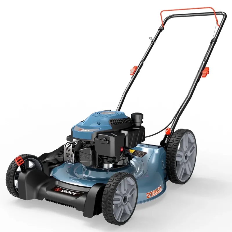 Photo 1 of **PARTS ONLY**SENIX Gas Lawn Mower, 21in Cuttting Blade / 22in Cutting Deck, 144cc 4-Cycle, 2-In-1 Mulch & Side Discharge Push Mower, 6 Height Adjustments, 11" Rear Wheels, LSPG-L6

