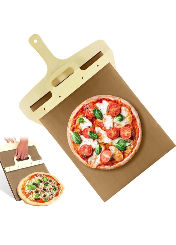 Photo 1 of 14 Inch Sliding Pizza Peel, Non Stick Pizza Shovel Peel Large, Wood Pizza Spatula, Super Magic Pizza Peel (14 inch)