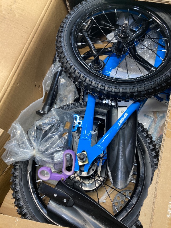 Photo 1 of 12 Inch Kids Bike with Training Wheels 2-in-1 Kids Bicycle with Adjustable Handlebar/Seat Toddler Bike Children Bike Christmas Birthday New Year Gif