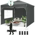 Photo 1 of **CARRY BAG HAS CUTS**COBIZI 10x10 Pop Up Canopy Tent with Sidewalls,Waterproof Easy up Canopy for Camping,Outdoor Instant Folding Gazebo 10x10 Canopy for Party with Air vent,Reflective Strip,Carry Bag&Sandbags Gray
