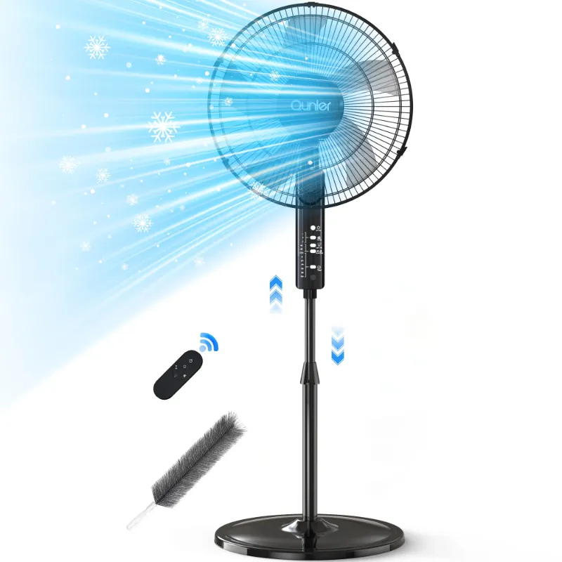 Photo 1 of 16" Pedestal Fan with Remote, 3-Speed Height Adjustment Standing Fan 10H Timer Oscillating Cooling Fan for Bedroom Home Office(Black)
