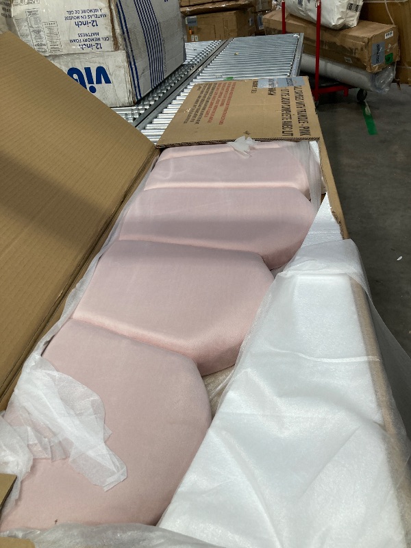 Photo 1 of **BOX 2 OF 3 ONLY/INCOMPLETE SET/HEADBOARD ONLY**Bellemave Full Size Daybed Frame with Trundle Bed, Velvet Upholstered Daybed with Shall Shaped Backrest, Perfect for Living Rooms, Apartments, Studios, Pink