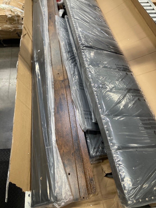 Photo 1 of ***PARTS ONLY***
DWVO King Size Bed Frame with 4 Storage Drawers and RGB LED Lights, Velvet Upholstered Platform Bed with Charging Station and Bookcase Storage Headboard, No Box Spring Needed, Easy Assembly, Grey